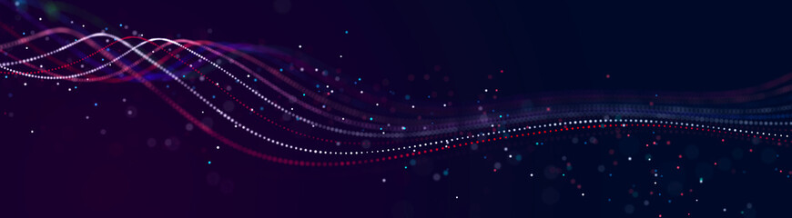 Wall Mural - abstract bright wave. the flow of musical sounds. 3d rendering.