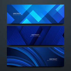 Wall Mural - blue banner. dark blue abstract background geometry shine and layer element vector for presentation 