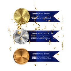 	
Set of gold, bronze and silver. Award medals isolated on transparent background. Vector illustration of winner concept.