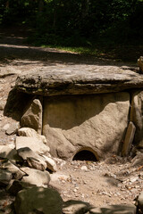 Dolmens, structures made of monolithic stone slabs weighing several tons in Adlersky Krasnaya Polyana