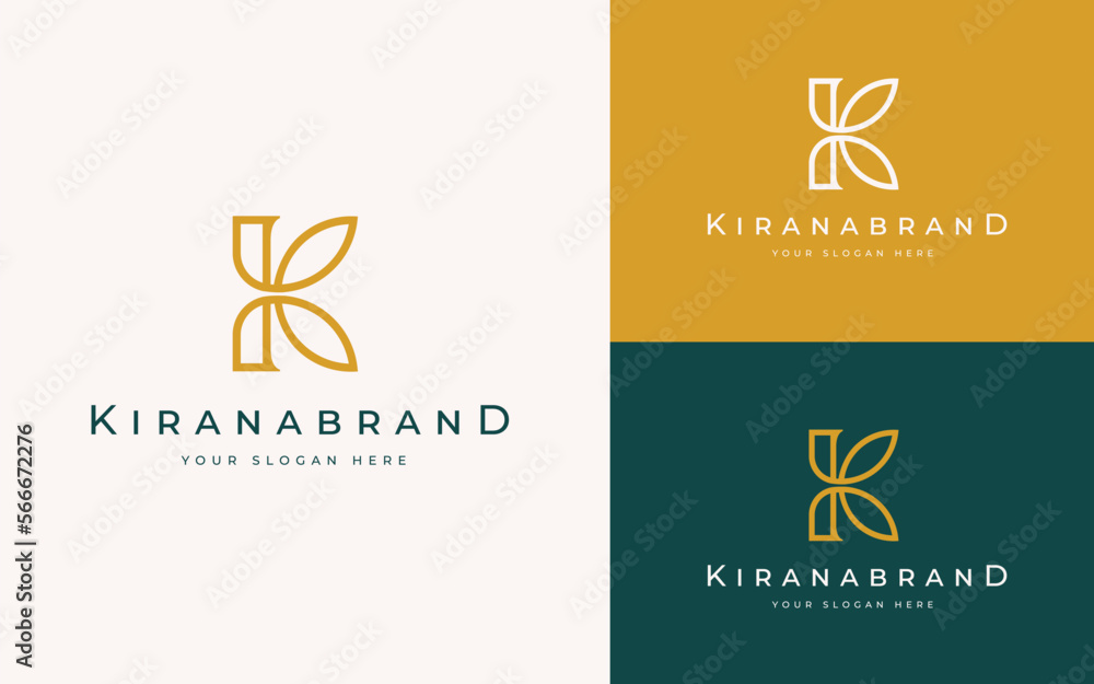 Letter K Leaf Luxury Elegant Logo Design Vector Stock Vector | Adobe Stock