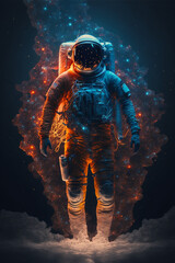 Wall Mural - generative ai astronaut floating zero gravity in outer space. discovery, exploration concept