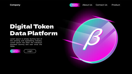 Wall Mural - landing page design with a digital token for business