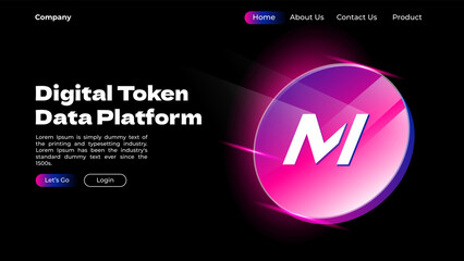 Wall Mural - landing page design with a digital token for business