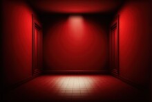 Red Empty Room Studio With Spotlight Created With Generative AI