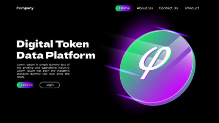 Wall Mural - landing page design with a digital token for business