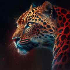 Wall Mural - Leopard oil painting,illustration,created with Generative AI Technology