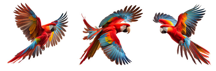 Wall Mural - red macaw on transparent background for decorating projects. AI generative