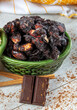 Caramelized almonds with chocolate.