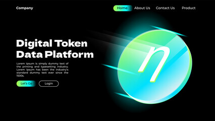 Wall Mural - landing page design with a digital token for business