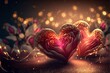 © www.freund-foto.de - Liebevolle Grußkarte Valentinstag Muttertag Motiv mit Herzen und Rosen in Rot Gold, ai generativ