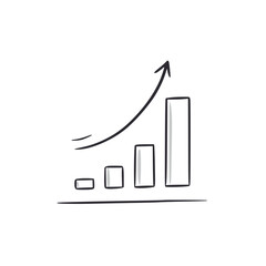 Poster - Growth statistics graphic doodle. Statistics chart arrow hand drawn sketch style icon. Financial chart comic doodle drawn concept. Vector illustration.