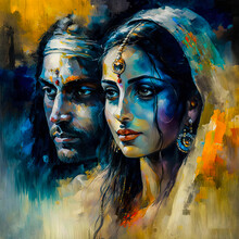 Indian King And Queen Old Painting Generative AI Artwork
