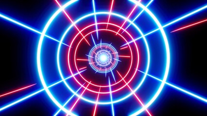 Canvas Print - Ovrelay Background of Red and Blue Laser Circle Lights