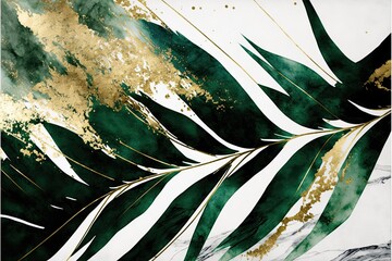 Wall Mural - Natural Green and Gold marble texture for skin tile wallpaper luxurious background. Creative Stone ceramic art wall interiors design. Generative AI