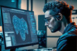© Korea Saii - Programmierer Wissenschaftler arbeiten an der Analyse zu KI Programmen Hintergrund Background Digital Art Illustration Generative AI Science
