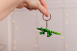 Krokodil Schlüsselanhänger Wackelfigur Tier Miniatur Holzspielzeug Anhänger Holztier Mitgebsel 