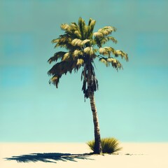 palm tree, beach sunny weathe hot summer equatorial climate sea ocean water green spike sunshine war