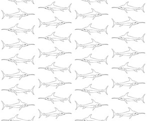 Canvas Print - Vector seamless pattern of hand drawn doodle sketch swordfish isolated on white background