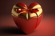 Gold-red heart as a gift