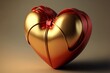 Gold red heart as a gift