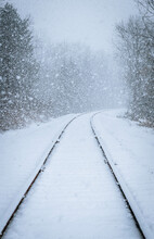 Winter Railroad In The Snow