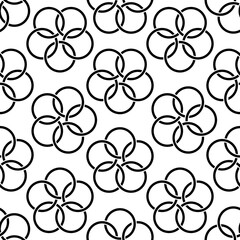 Wall Mural - Flower seamless pattern. Repeating geometric lattice. Black floral on white background. Repeated geometry ornament for design prints. Repeat sample simple motif. Decoration swatch. Vector illustration