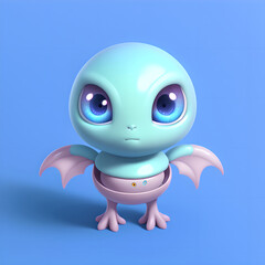 Wall Mural - A small, cute and creepy extraterrestrial toy, made of plastic. AI generated.