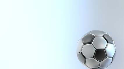 Wall Mural - 3D Rendering Metallic Silver-Black Soccer Ball. 3D illustration. 3D CG. High resolution.