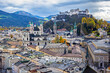 Aerial panorama of Salzburg in autumn, Austria 