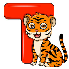 Canvas Print - Illustration of T letter for Tiger