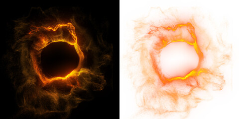 a flare radiates with a fiery energy, its bright light glowing with an abstract ring. ring of plasma