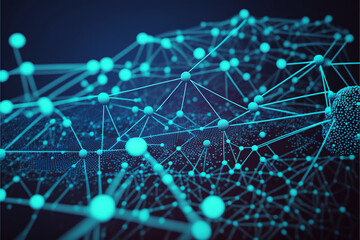 Dark blue polygonal pattern. Technology Network Background.