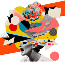 Mental States Collage Aesthetic Anxiety Creativity Unwanted Thoughts Cognition Confusion, Mood, Mental Health, Thinking, Overwhelm, Madness, Mania, Anxiety, Mental Clutter Distress (generative AI, AI)