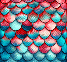 Red And Blue Scales Material Texture 3d Render Generative Ai