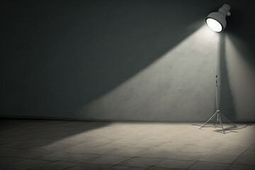 Wall Mural - Concrete floor with white lamp spotlight for background. Generative AI