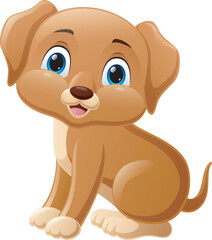 Sticker - Cute little dog cartoon on white background