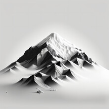 Minimalistic Black And White Mountain Landscape On A White Background Generative Ai