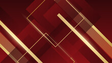 Red And Gold Luxury Background. Vector Illustration. Red Gold Abstract Background For Design. Geometric Shapes. Triangles, Squares, Stripes, Lines.