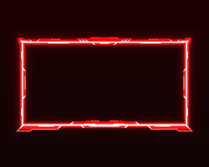Wall Mural - Futuristic neon red border stream overlay screen panel frame template