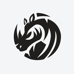 Wall Mural - rhino head circle symbol vector