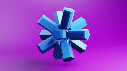Techno abstract shape 3d geometric video animation background. Looping 3D motion graphics. Color backdrop with geometric element