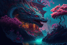 Dreamy Underwater Chinese Ancient Style Dragon's Abode Architecture Generative AI