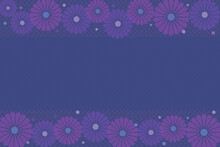 Purple Flowers Checkered Frame On A Purple Background With Copy Space