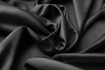 synthetic nylon fabric in black. fabric with a strong, black texture. Nylon black serves as the backdrop. Generative AI