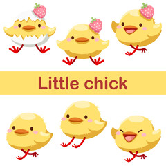 Wall Mural - Bundle little lovely chick background poster emoji vector