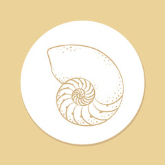 Wall Mural - Hand drawn spiral seashell sticker, aquatic marine life illustration