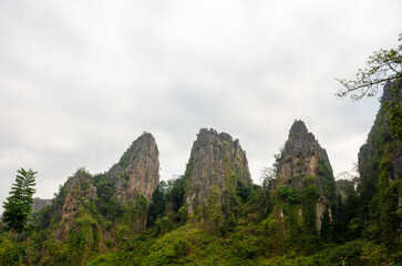 Rock mountain at Ban Mung subdistrict in the Noen Maprang District of Phitsanulok Province, Thailand.