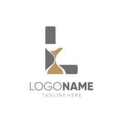 Letter L Sand Time Hourglass Logo Design Vector Icon Graphic Emblem Illustration