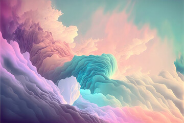 Poster - abstract colorful background with clouds, generative ai